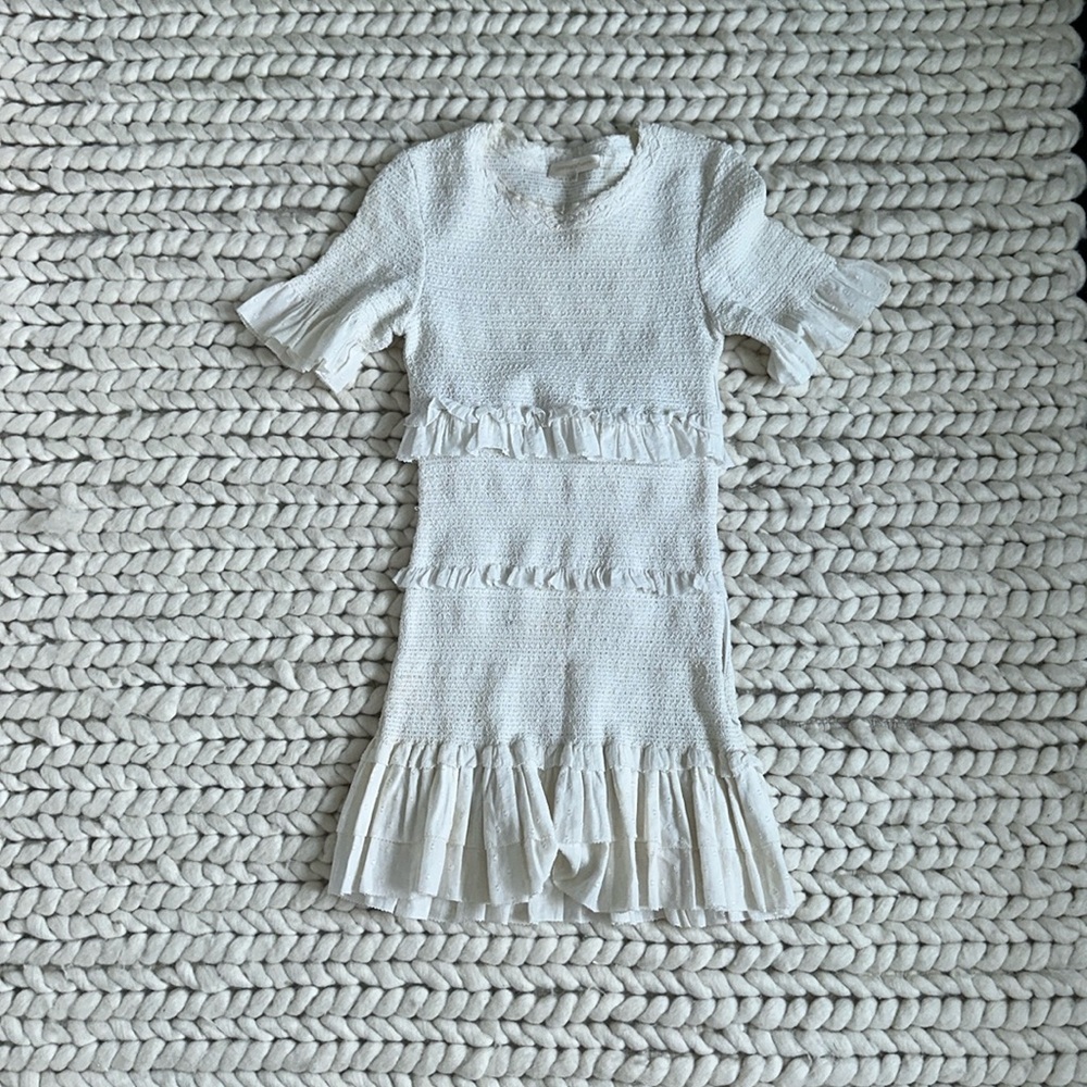 Love Shack Fancy Short Sleeve Mini Dress - White - S - Never Worn